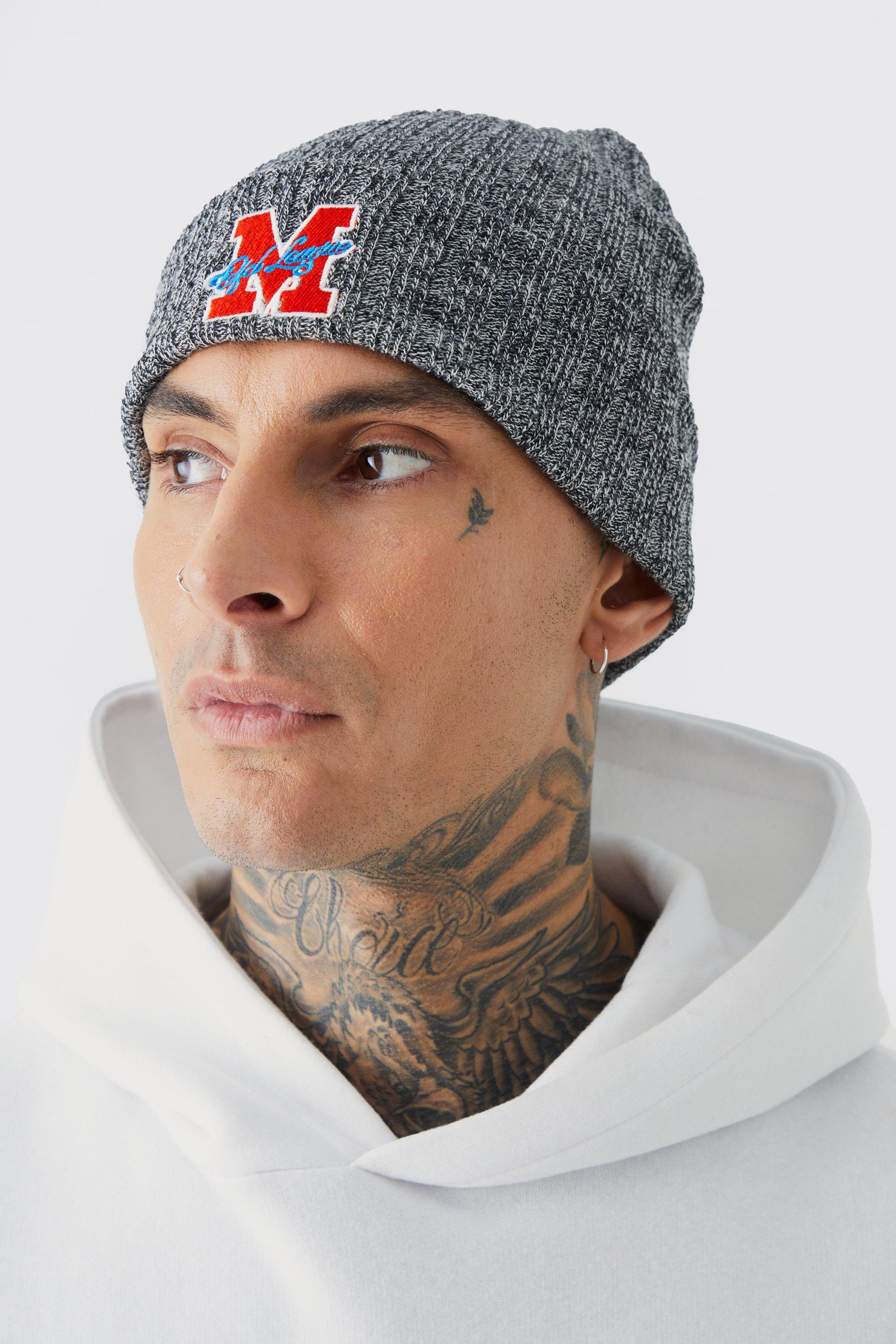 Mens Grey Ofcl League Varsity Ribbed Beanie, Grey